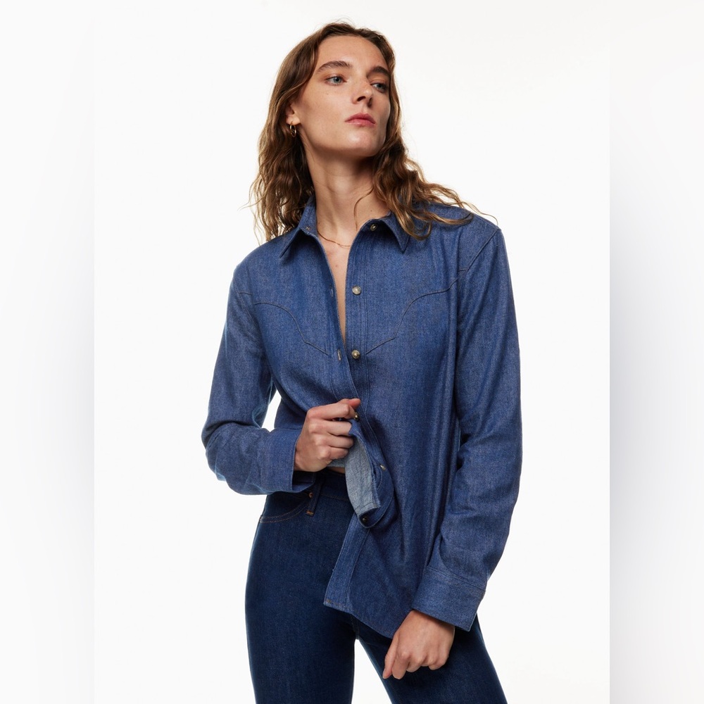 NWT Aritzia Denim Forum The Cowgirl Western Shirt, Size 2XS